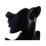 Srebrny komplet damski 925 kolczyki z naszyjnikiem cyrkonie czarne onyksy