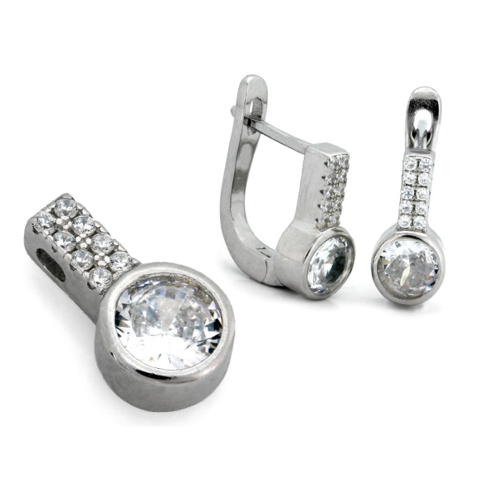 srebrny zestaw 925 ze stalą