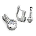 srebrny zestaw 925 ze stalą