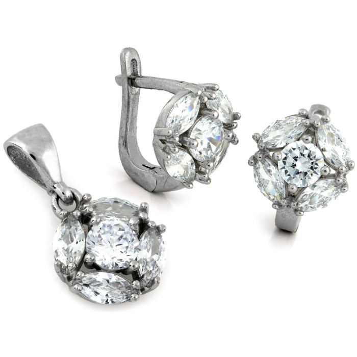 zestaw biżuterii srebrny ze stalą