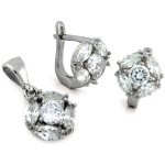 zestaw biżuterii srebrny ze stalą