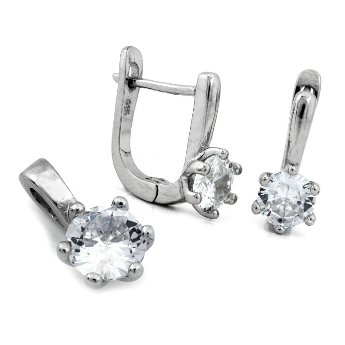 srebrny komplet ze stalą