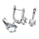 srebrny komplet ze stalą