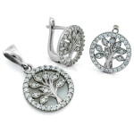 srebrny komplet ze stalą