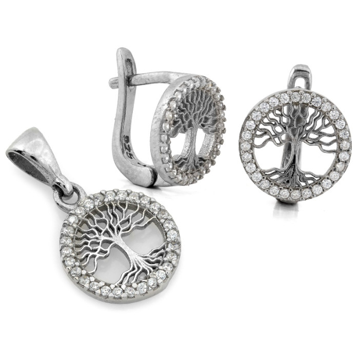 srebrny zestaw 925 ze stalą