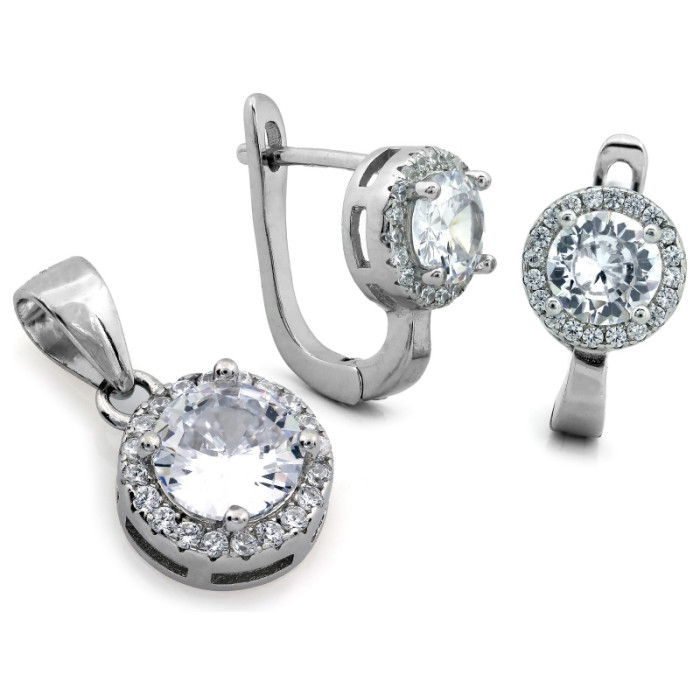 srebrny komplet ze stalą