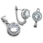 srebrny komplet ze stalą