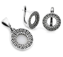 srebrny komplet ze stalą