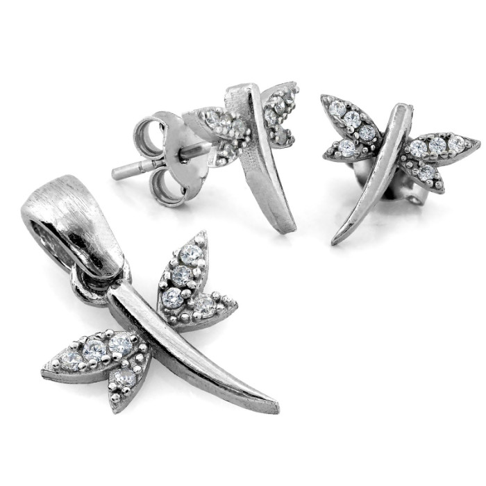 komplet stalowy ze srebrem