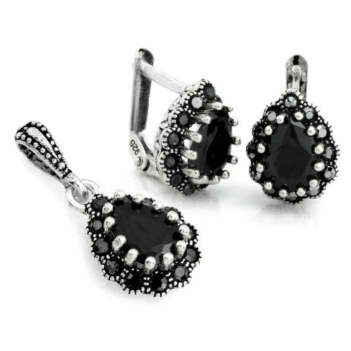 komplet stalowy ze srebrem