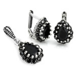 komplet stalowy ze srebrem