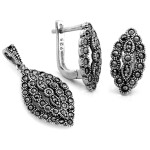 zestaw biżuterii srebrny ze stalą