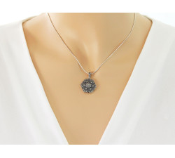 srebrny zestaw 925 ze stalą