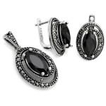 srebrny zestaw 925 ze stalą