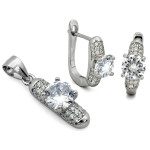 srebrny komplet ze stalą