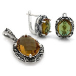 Komplet srebrny 925 z dużym zultanitem oksydowany