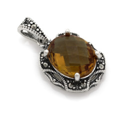 Komplet srebrny 925 z dużym zultanitem oksydowany