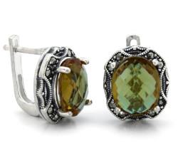 Komplet srebrny 925 z dużym zultanitem oksydowany