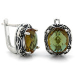 Komplet srebrny 925 z dużym zultanitem oksydowany