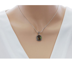 Komplet srebrny 925 z dużym zultanitem oksydowany