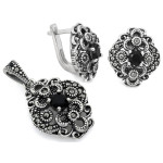 zestaw biżuterii srebrny ze stalą