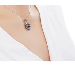 srebrny zestaw 925 ze stalą