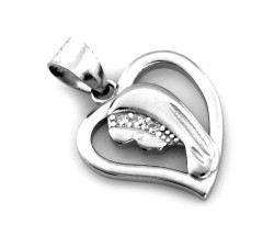 Srebrny medalik wisior 925 w kształcie serca z Matką Boską do łańcuszka