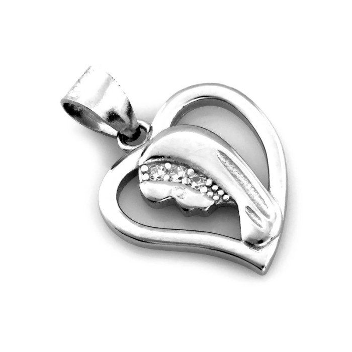 Srebrny medalik wisior 925 w kształcie serca z Matką Boską do łańcuszka