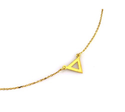 Naszyjnik srebrny 925 z pozłacaną trójkątną zawieszką idealny dla celebrytki