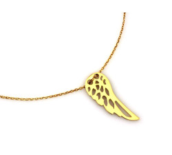 Stylowy naszyjnik srebrny 925 z pozłacanym motywem skrzydła anioła