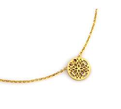 Naszyjnik srebrny 925 z złoconym ażurowym kółkiem jako centralnym elementem