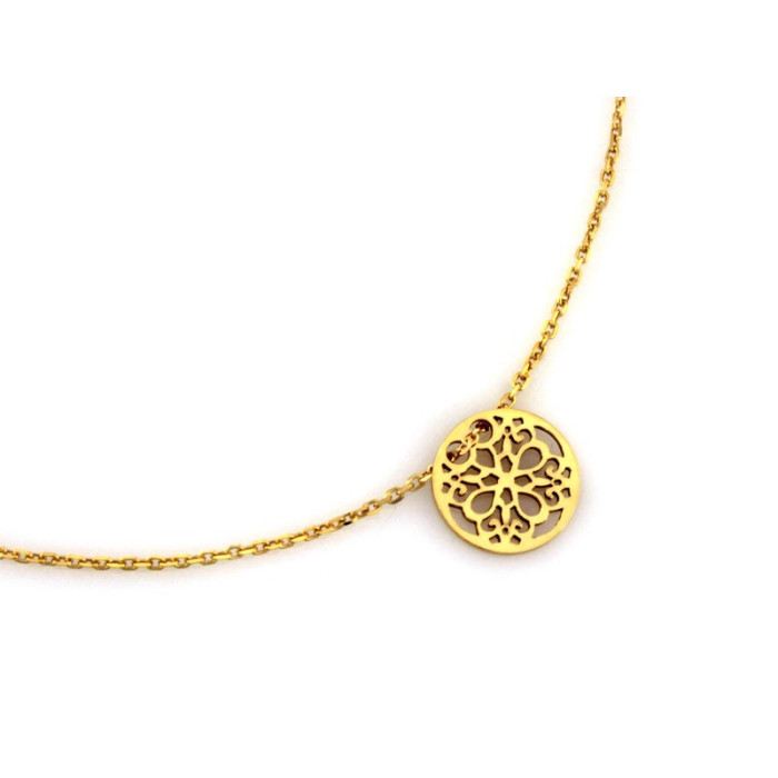 Naszyjnik srebrny 925 z złoconym ażurowym kółkiem jako centralnym elementem