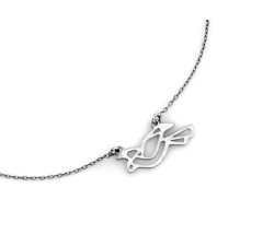 Srebrny naszyjnik 925 typu celebrytka z ażurową blaszką w kształcie ptaka origami