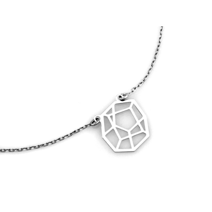 Elegancki naszyjnik srebrny 925 z blaszką wycinaną w kształcie kółeczka origami