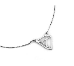 Elegancki naszyjnik srebrny 925 celebrytka z trójkątnym przestrzennym wzorem ażurowym