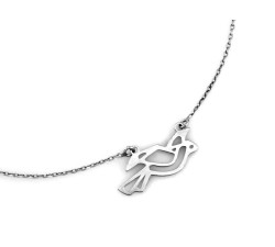 Srebrny naszyjnik 925 typu celebrytka z ażurową blaszką w kształcie ptaka origami