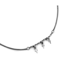 Elegancki naszyjnik srebrny 925 z trzema krzyżami zwisającymi w stylu celebrytki