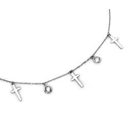 Krótki choker srebrny 925 z trzema krzyżykami