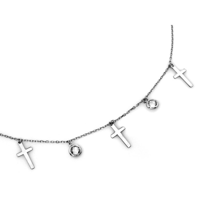 Krótki choker srebrny 925 z trzema krzyżykami