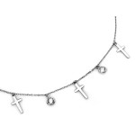 Krótki choker srebrny 925 z trzema krzyżykami