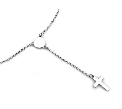 Naszyjnik srebrny krawatka 925 z wisiorkiem krzyżyk i kółko