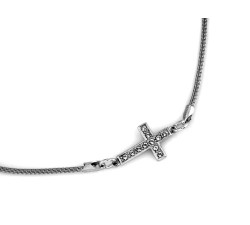 Srebrny naszyjnik damski 925 linka z przywieszką krzyż z cyrkoniami