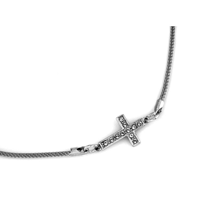 Srebrny naszyjnik damski 925 linka z przywieszką krzyż z cyrkoniami