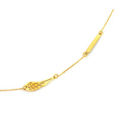 Naszyjnik srebrny złocony 925 z blaszką i ażurowym skrzydłem