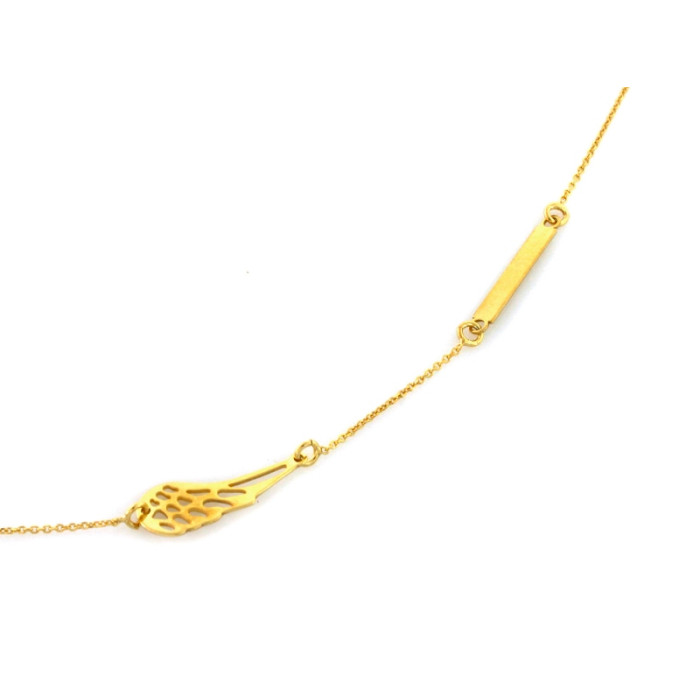 Naszyjnik srebrny złocony 925 z blaszką i ażurowym skrzydłem
