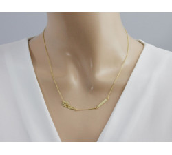 Naszyjnik srebrny złocony 925 z blaszką i ażurowym skrzydłem