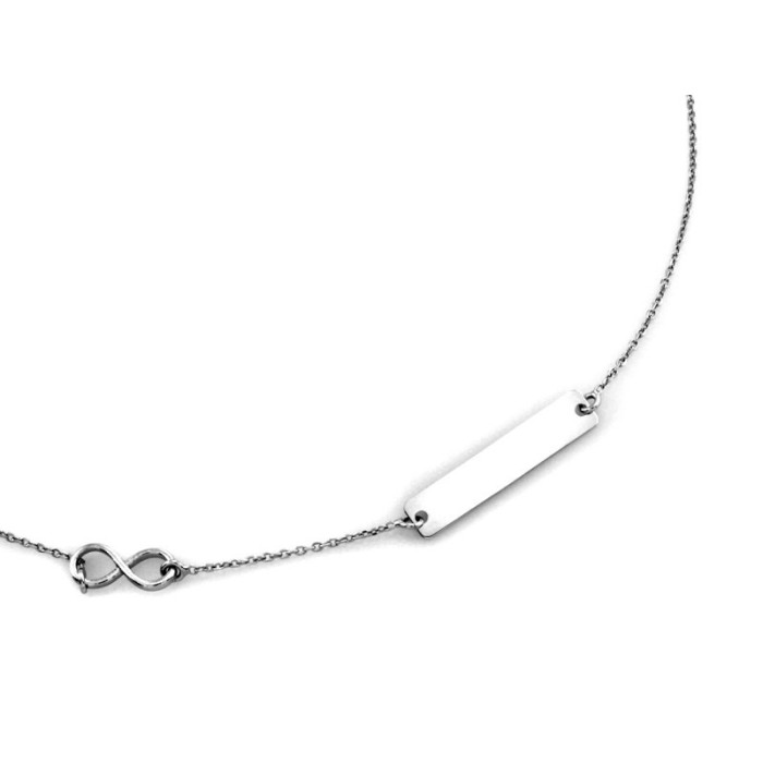 Srebrny naszyjnik damski 925 z zawieszką znak nieskończoności blaszka