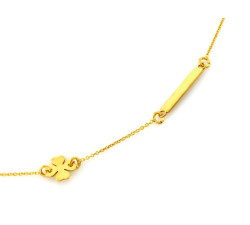 Naszyjnik srebrny złocony 925 z koniczynką i blaszką pod grawer