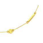 Naszyjnik srebrny złocony 925 z koniczynką i blaszką pod grawer