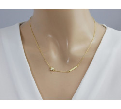 Naszyjnik srebrny złocony 925 z koniczynką i blaszką pod grawer